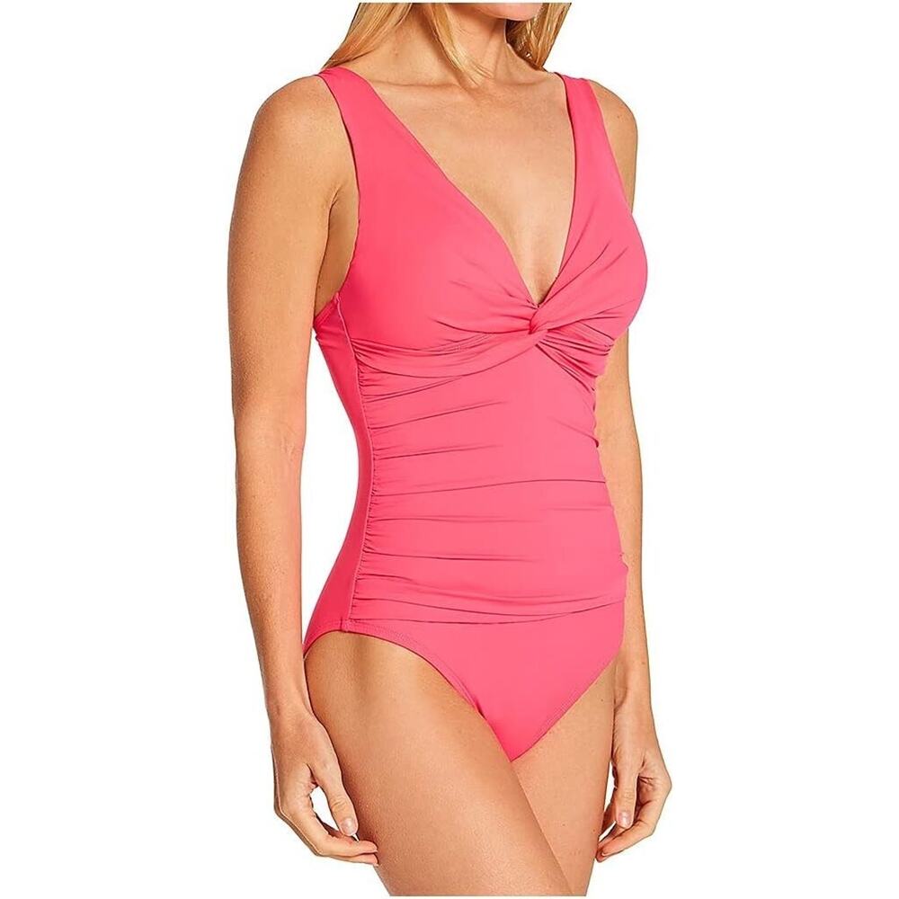 La Blanca Island Goddess Twist Front Underwire Mio One Piece Swimsuit Ginger 16